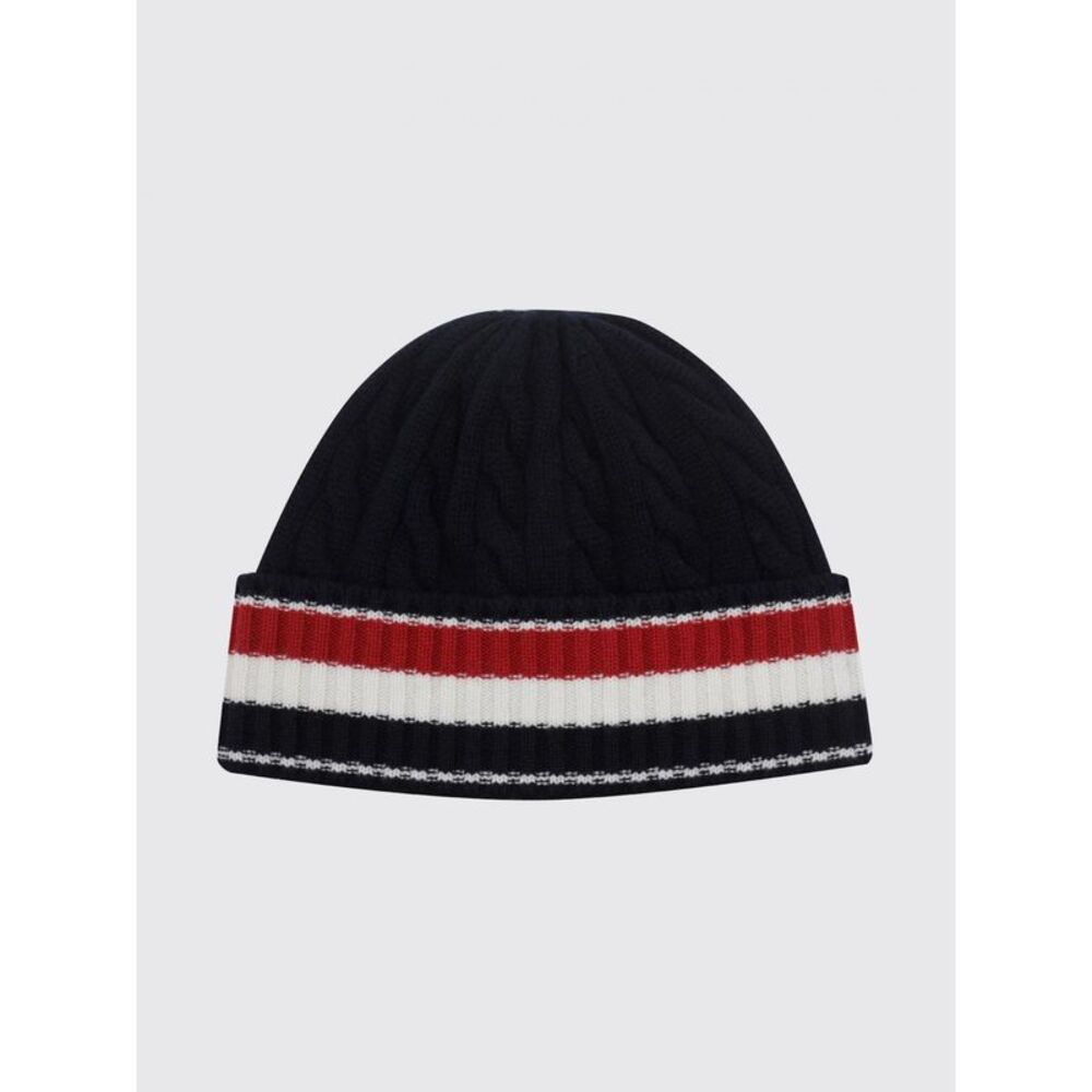 Thom Browne Men Striped Virgin Wool Beanie Thom Browne With Cuff And Logo Flag